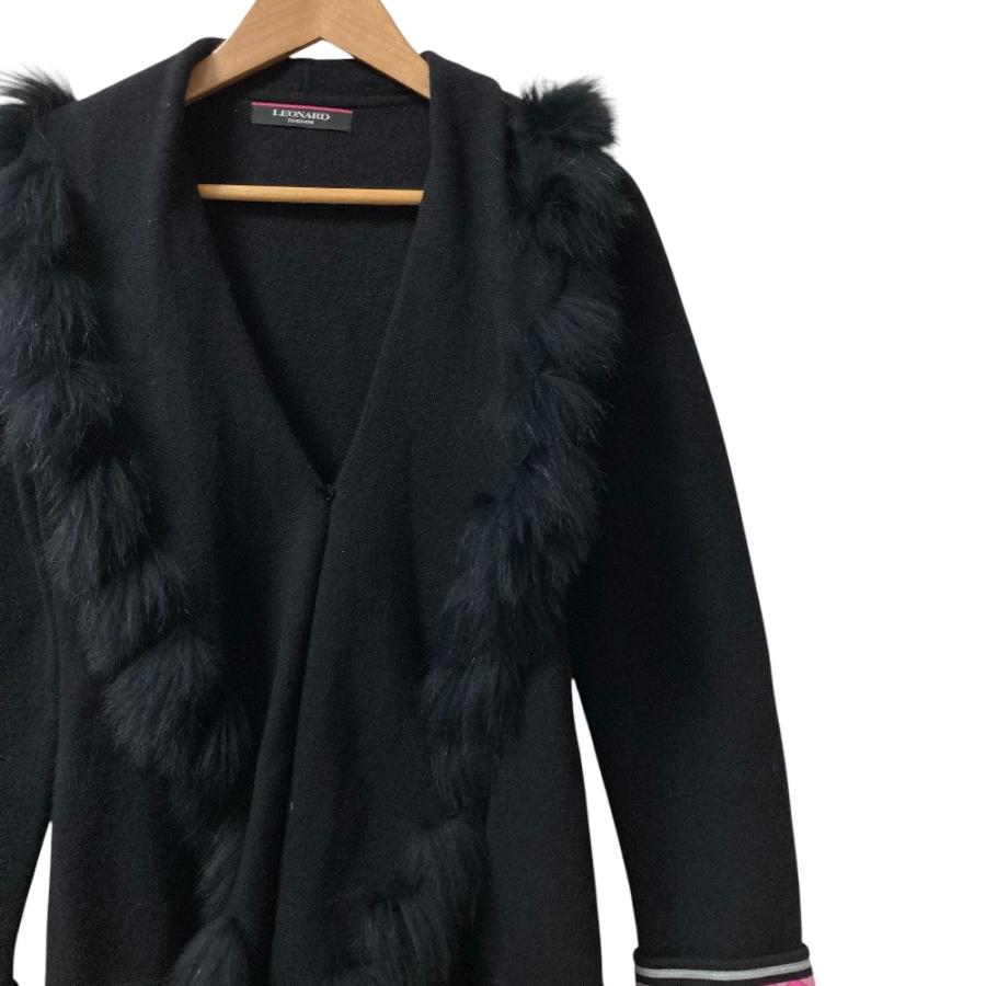 美品 LEONARD レオナール フォックスファー ウールコート サイズ40 ブラック レディース 古着 中古 USED LEONARD FASHION 美品 レオナール フォックスファー ウールコート