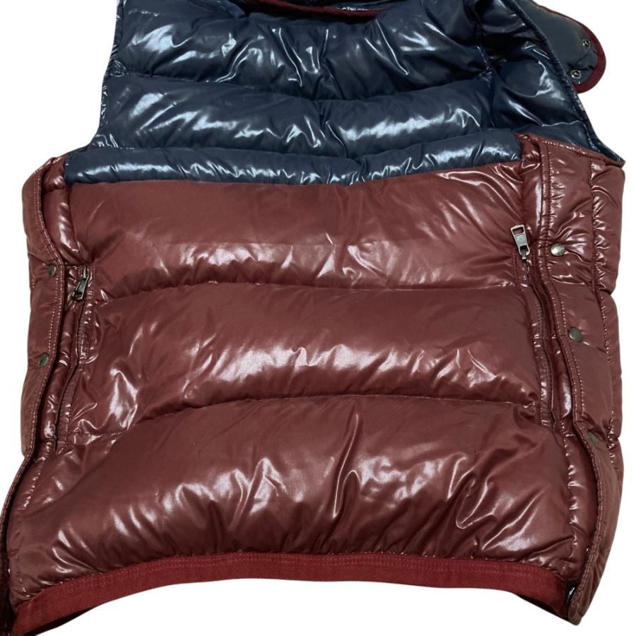 美品 MONCLER モンクレール BALMAT フーデッド ダウンベスト ジレ サイズ1 ネイビー×レッド メンズ 古着 中古 USED MONCLER（モンクレール） 美品 BALMAT フーデッド ダウンベスト ジレ