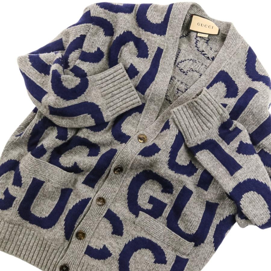 GUCCI（グッチ） 美品 ロゴインターシャ Vネック ニット カーディガン