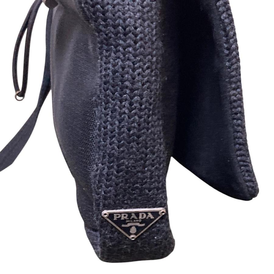 良品 PRADA プラダ ウールニット ショルダーバッグ B9442 ブラック レディース 古着 中古 USED PRADA（プラダ） 良品 ウールニット ショルダーバッグ B9442 ブラック