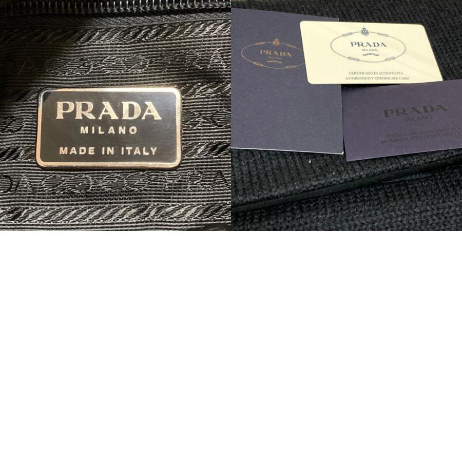 良品 PRADA プラダ ウールニット ショルダーバッグ B9442 ブラック レディース 古着 中古 USED PRADA（プラダ） 良品 ウールニット ショルダーバッグ B9442 ブラック