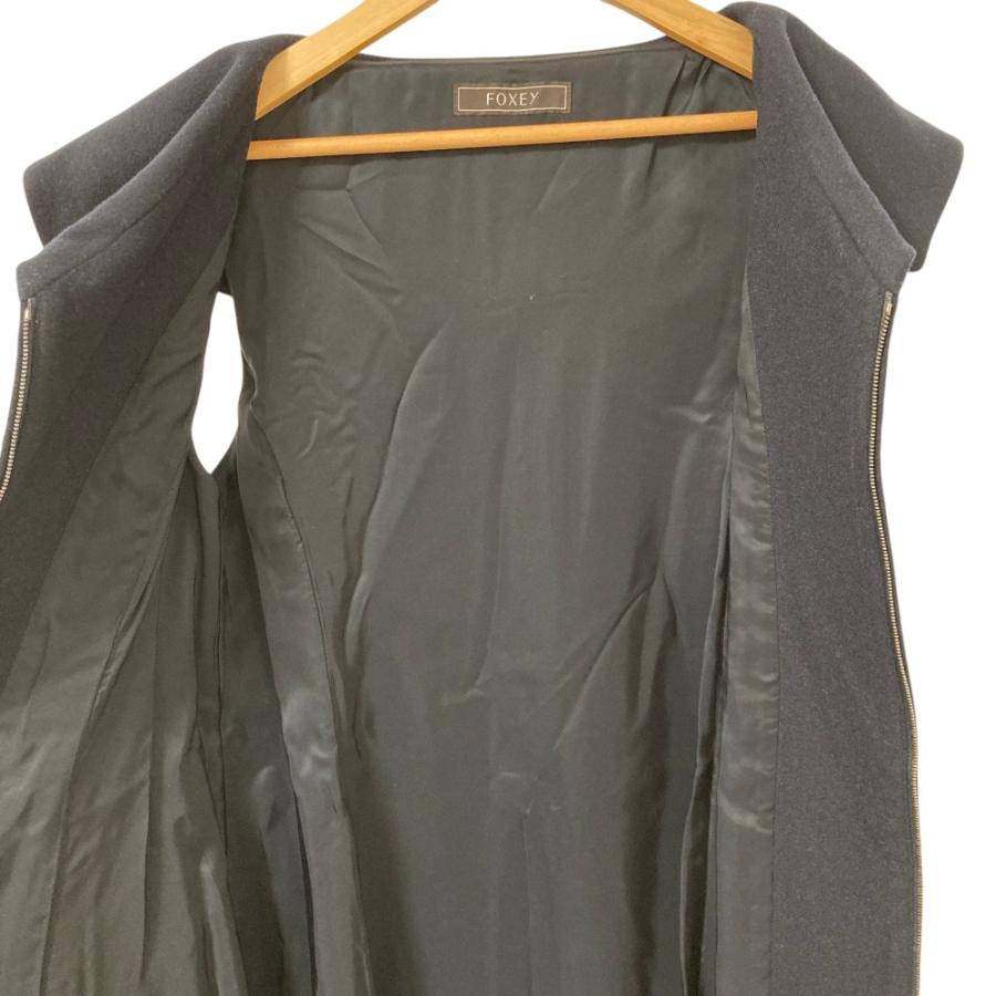 美品 23年商品 FOXEY フォクシー Iris ウールカシミヤ ノースリーブドレス ワンピース 43981 サイズ38 ネイビー レディース 古着 中古_2