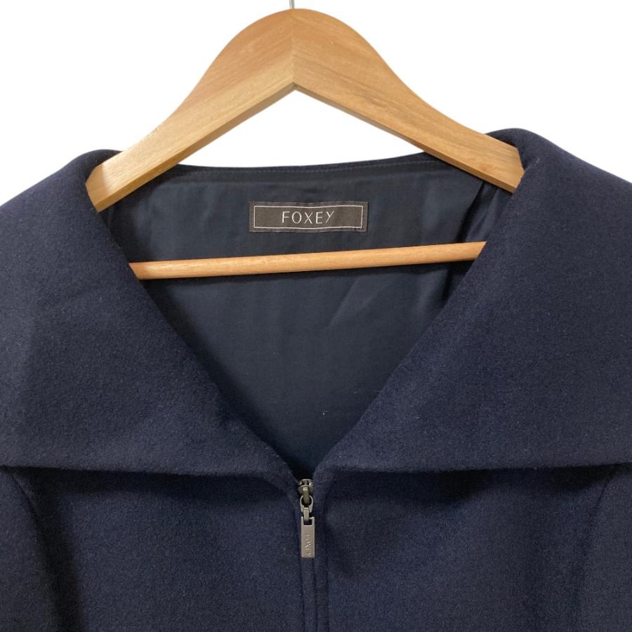 美品 23年商品 FOXEY フォクシー Iris ウールカシミヤ ノースリーブドレス ワンピース 43981 サイズ38 ネイビー レディース 古着 中古_3