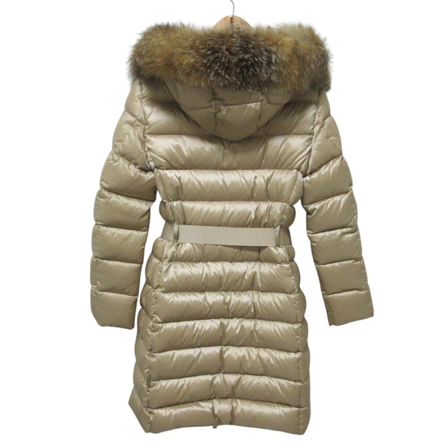 美品 MONCLER モンクレール TINUVIEL ブルーフロストフォックスファー ベルテッド ダウンコート 0 ベージュ レディース 古着 中古_1