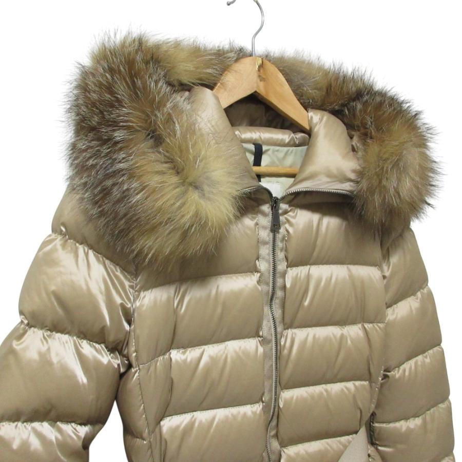 美品 MONCLER モンクレール TINUVIEL ブルーフロストフォックスファー ベルテッド ダウンコート 0 ベージュ レディース 古着 中古_3