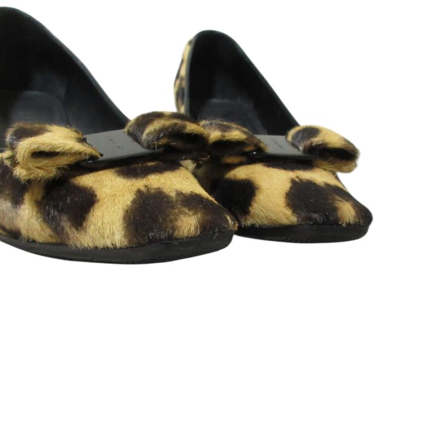美品 FERRAGAMO フェラガモ SIWAR 60 レオパード ハラコ ヴァラリボン 