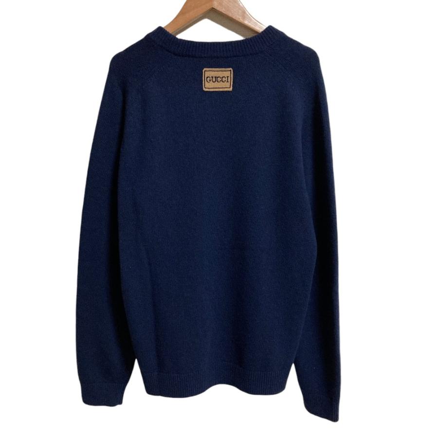美品 GUCCI グッチ クルーネック ウールニット セーター 694786 Mサイズ ネイビー メンズ 古着 中古 USED GUCCI（グッチ） 美品 クルーネック ウールニット セーター 694786 M
