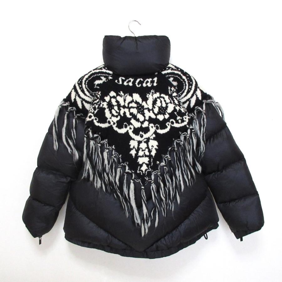 sacai（サカイ） 良品 ニット切替 フリンジ ダウンジャケット 19-04559