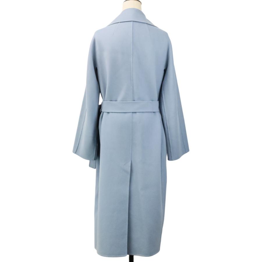 良品 'S Max Mara エスマックスマーラ CUCITO A MANO ウール ベルテッド リバーコート 44 ライトブルー レディース 古着 中古の画像