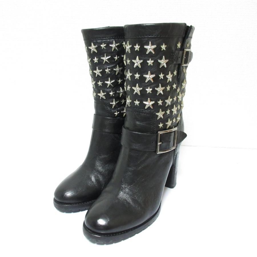 JIMMY CHOO（ジミーチュウ） 良品 BIKER LEATHER W STARS スター