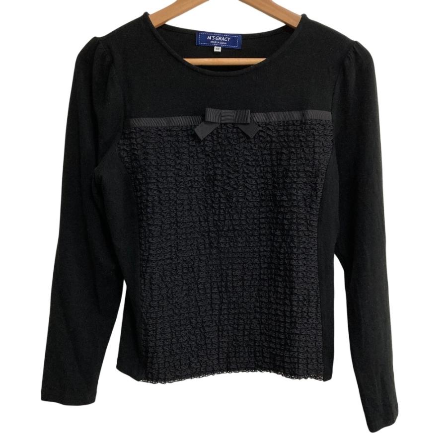 M'S GRACY - M'S GRACY エムズグレイシー38サイズ 定番グログランリボンニット M'S GRACY（エムズグレイシー） 美品 リボンニット サイズ38 ブラック
