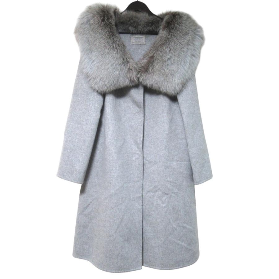 【美品】FOXEY ミドル丈コート グレー 38 襟 フォクシー M レディース 【美品】FOXEY ミドル丈コート グレー 38 襟 フォクシー M