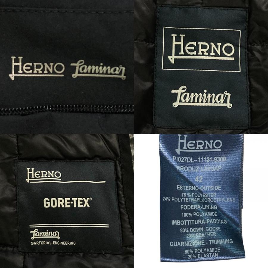 Herno GORE-TEX ダウンジャケット 42 ブラック HERNO（ヘルノ） 良品 GORE-TEX フード付きダウンコート 42 ブラック