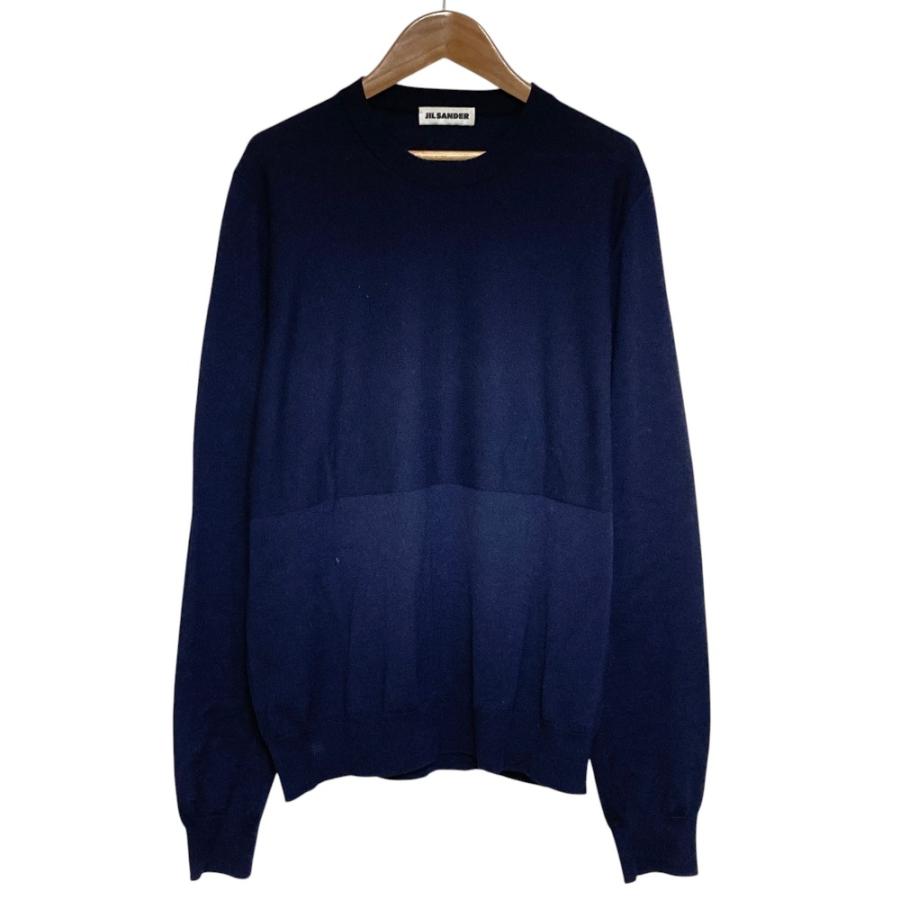 良品 23SS JIL SANDER ジルサンダー クルーネック ウールニット セーター J22GP0111 サイズ50 ネイビー メンズ 古着 中古 USED JIL SANDER（ジルサンダー） 良品 23SS JIL SANDER クルーネック