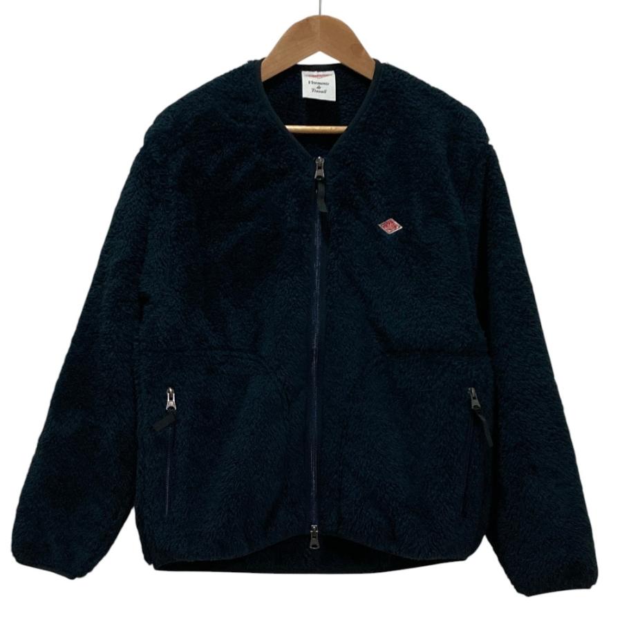 DANTON ノーカラージャケット サイズ38 ネイビー Danton（ダントン） 美品 ノーカラー フリースジャケット 38 ネイビー