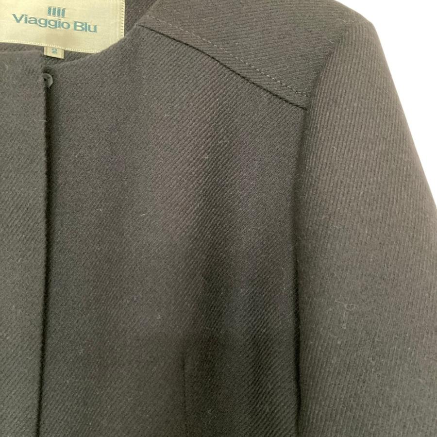 Viaggio Blu（ビアッジョブルー） 美品 ウール ノーカラージャケット 2