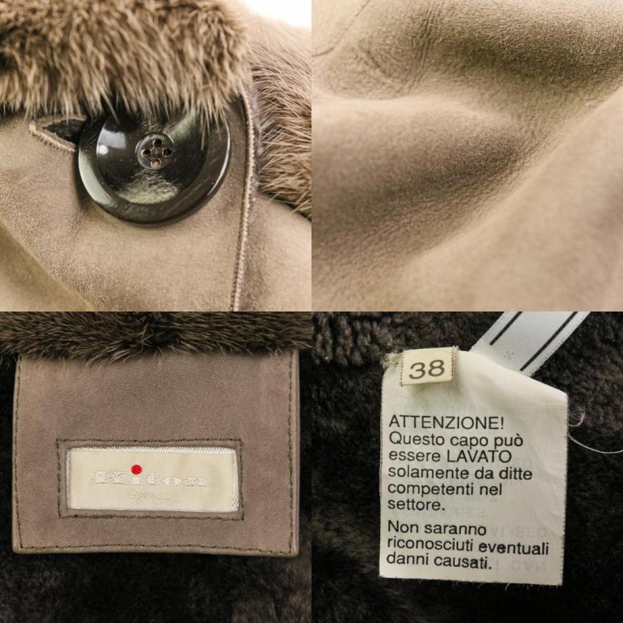 羊革　ムートン　毛皮　リーバーシブル　ポンチョ 良品 Kiton キートン ミンクファーカラー ムートンポンチョ サイズ38
