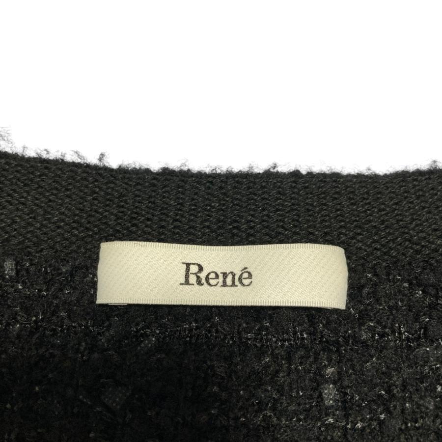 Rene（ルネ） 良品 パールボタン ツイード ウール ノーカラー