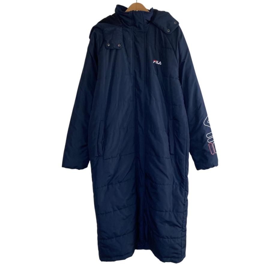 FILA（フィラ） 美品 ロング ベンチコート L ネイビー レディース 古着