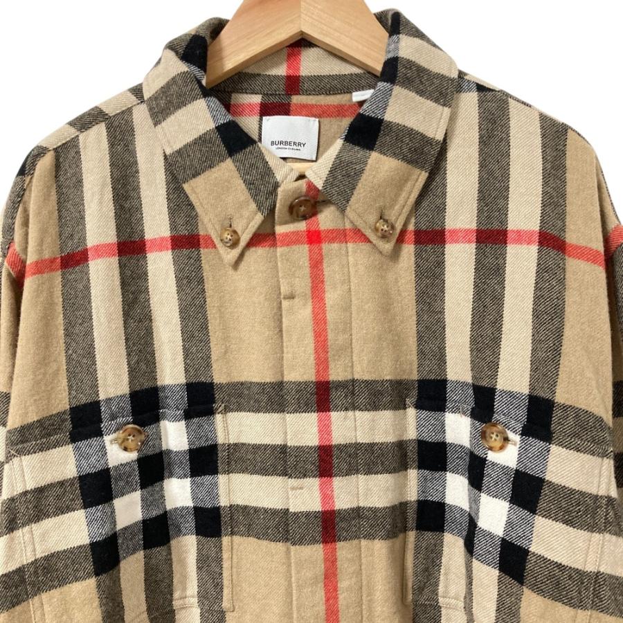 美品 BURBERRY バーバリー ヴィンテージ チェック ボタン フロント ウールオーバーシャツジャケット 8058584 サイズM ベージュ メンズ 古着 中古 USED BURBERRY（バーバリー） 美品 ヴィンテージ チェック ボタン フロント