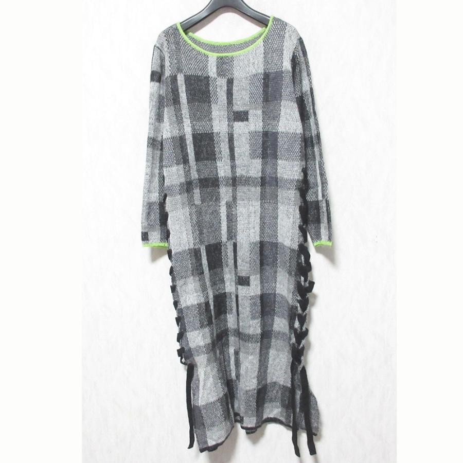 Ameri（アメリ） 良品 23AW AMERI BIG CHECK LACE UP KNIT DRESS