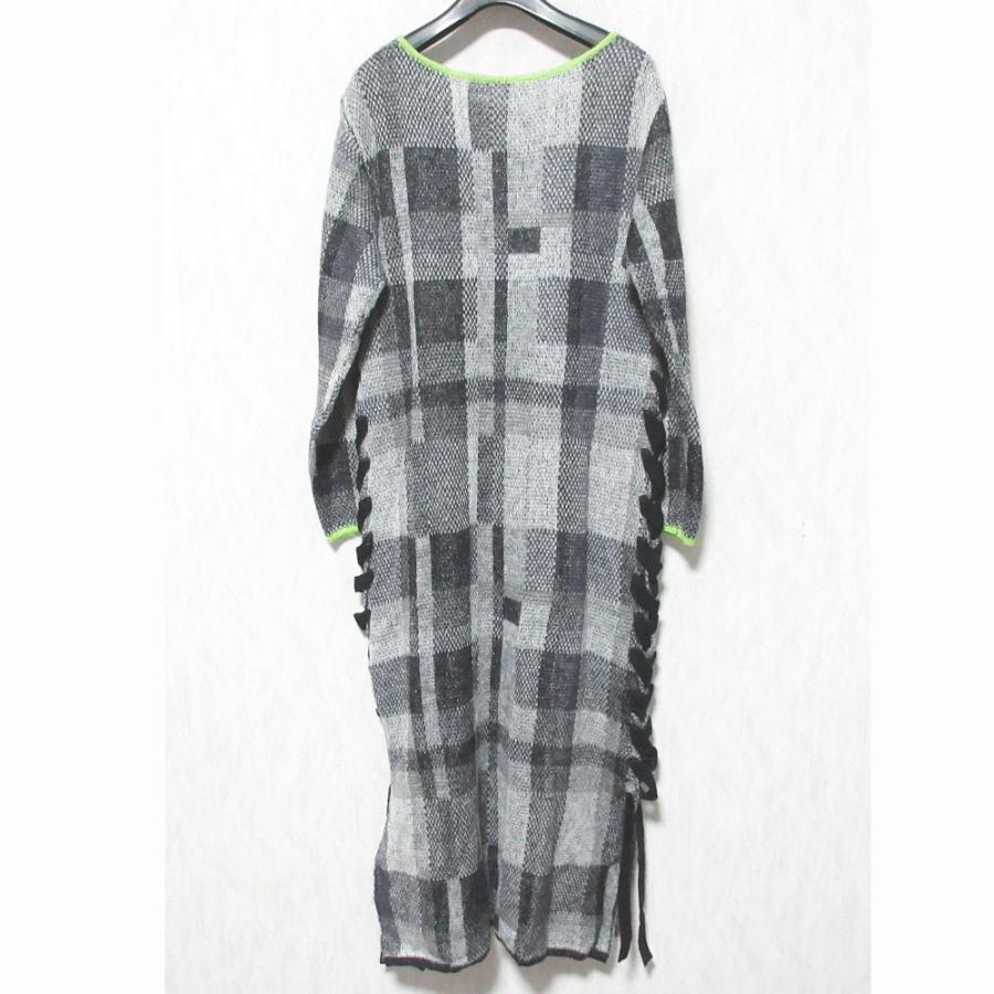 Ameri（アメリ） 良品 23AW AMERI BIG CHECK LACE UP KNIT DRESS