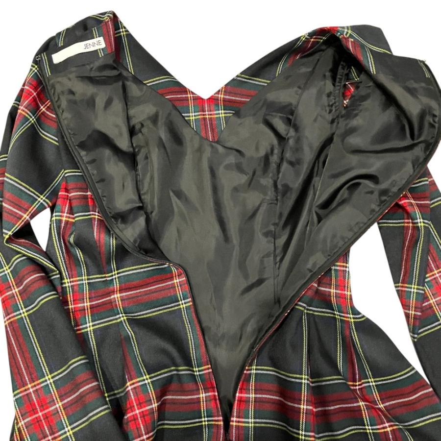 美品 25AW JENNE ジェンヌ Vネック タータンチェック ワンピース