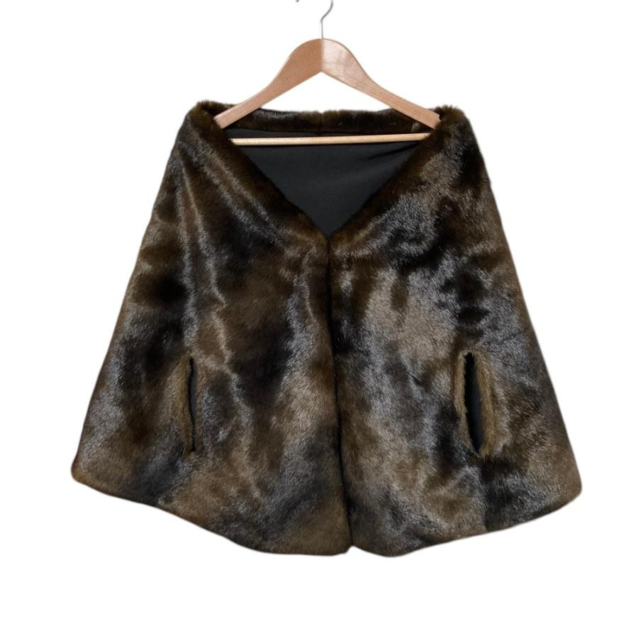 美品 23AW JENNE ジェンヌ フェイクミンク中綿ケープ サイズF ブラウン