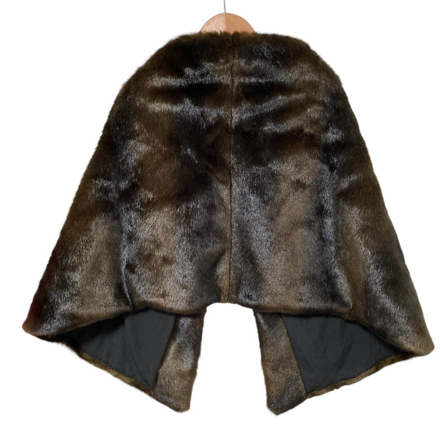 美品 23AW JENNE ジェンヌ フェイクミンク中綿ケープ サイズF ブラウン