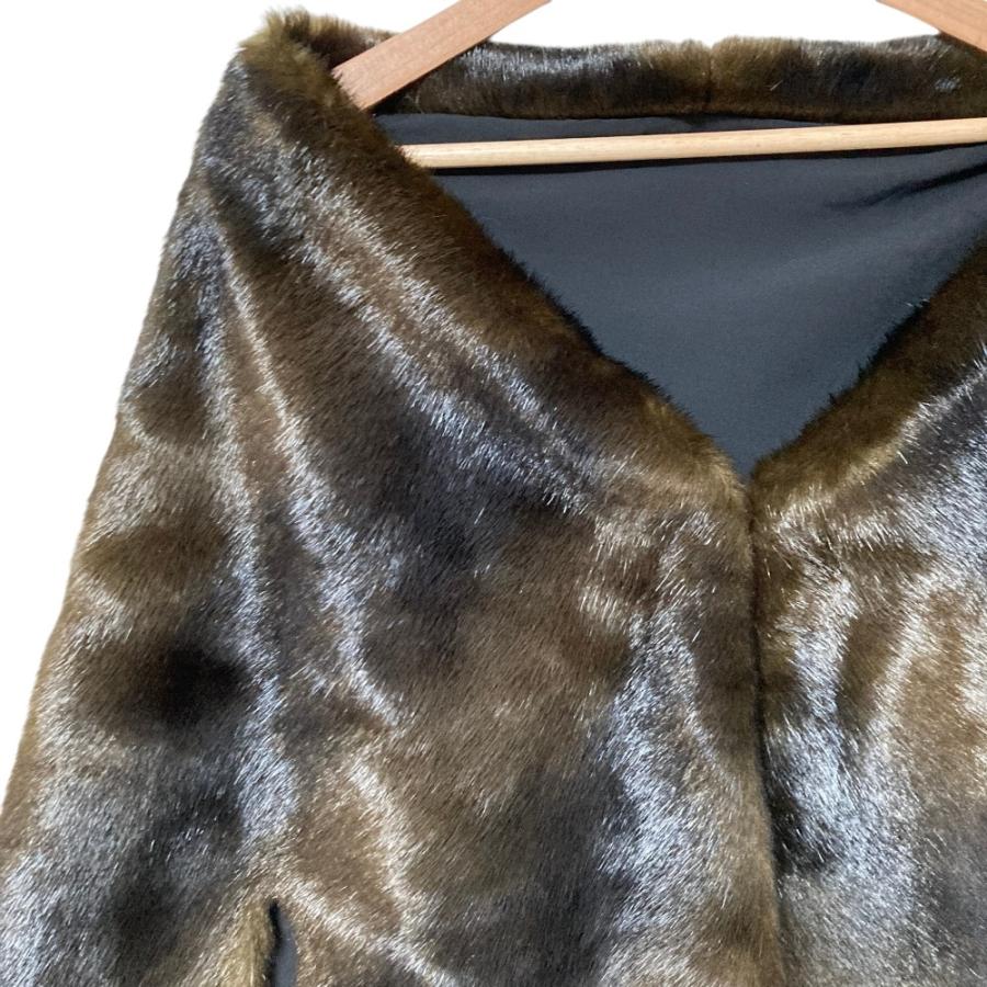 美品 23AW JENNE ジェンヌ フェイクミンク中綿ケープ サイズF ブラウン