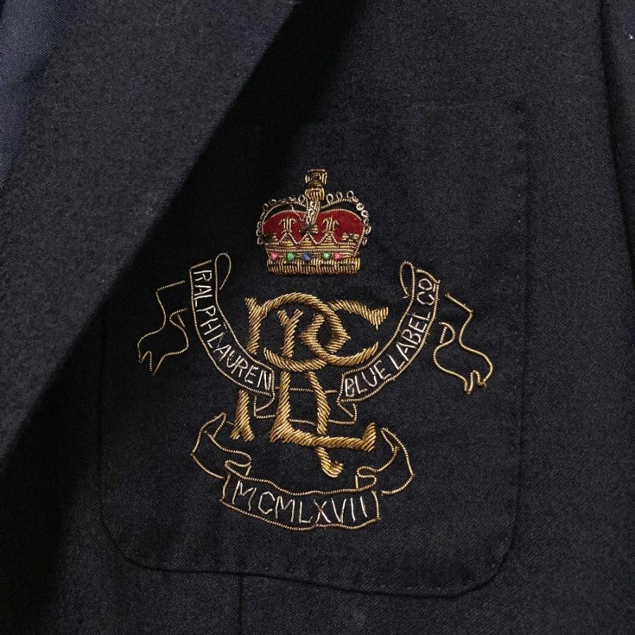未使用級　RALPH LAUREN テーラードジャケット　黒　金ボタンエンブレム 美品 RALPH LAUREN ラルフローレン エンブレム刺繍 金ボタン