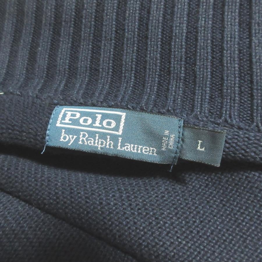 良品 Polo by Ralph Lauren ポロバイラルフローレン ビッグポニー ジップ カーディガン ニット ブルゾン ジャケット L ネイビー メンズ 古着 中古 USED 良品 Polo by Ralph Lauren ポロバイラルフローレン ビッグポニー
