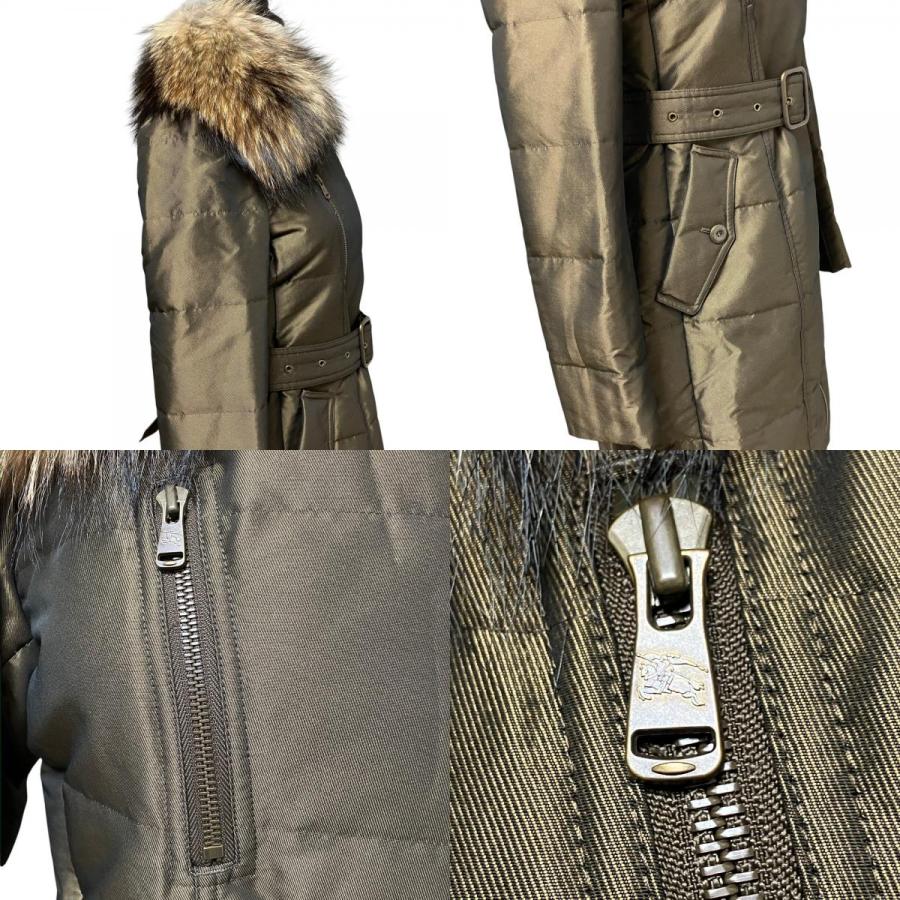 美品 BURBERRY LONDON バーバリーロンドン ラクーンファー ダウン 