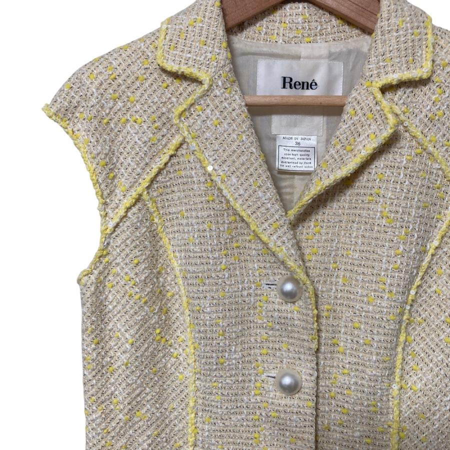 Rene（ルネ） 美品 ツイード ロングジレ サイズ36 イエロー レディース