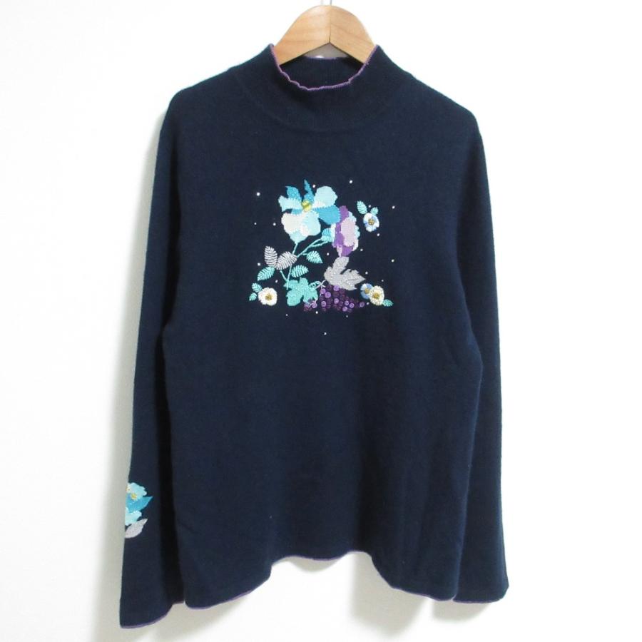 LEONARD SPORT 良品 レオナールスポーツ フラワージャガード カシミヤ