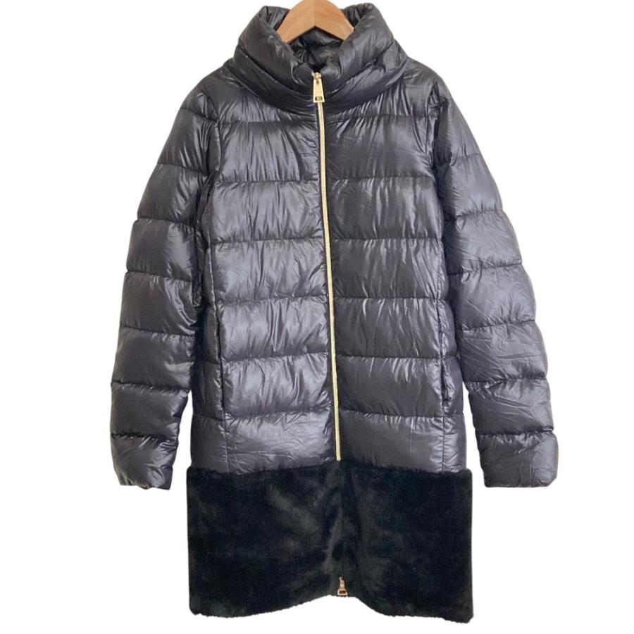 HERNO（ヘルノ） 美品 エコファー切替 ロングダウンコート ネイビー 