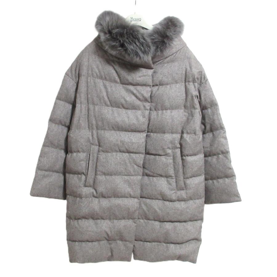 HERNO（ヘルノ） 美品 フォックスファー付き シルクカシミヤ ダウン 