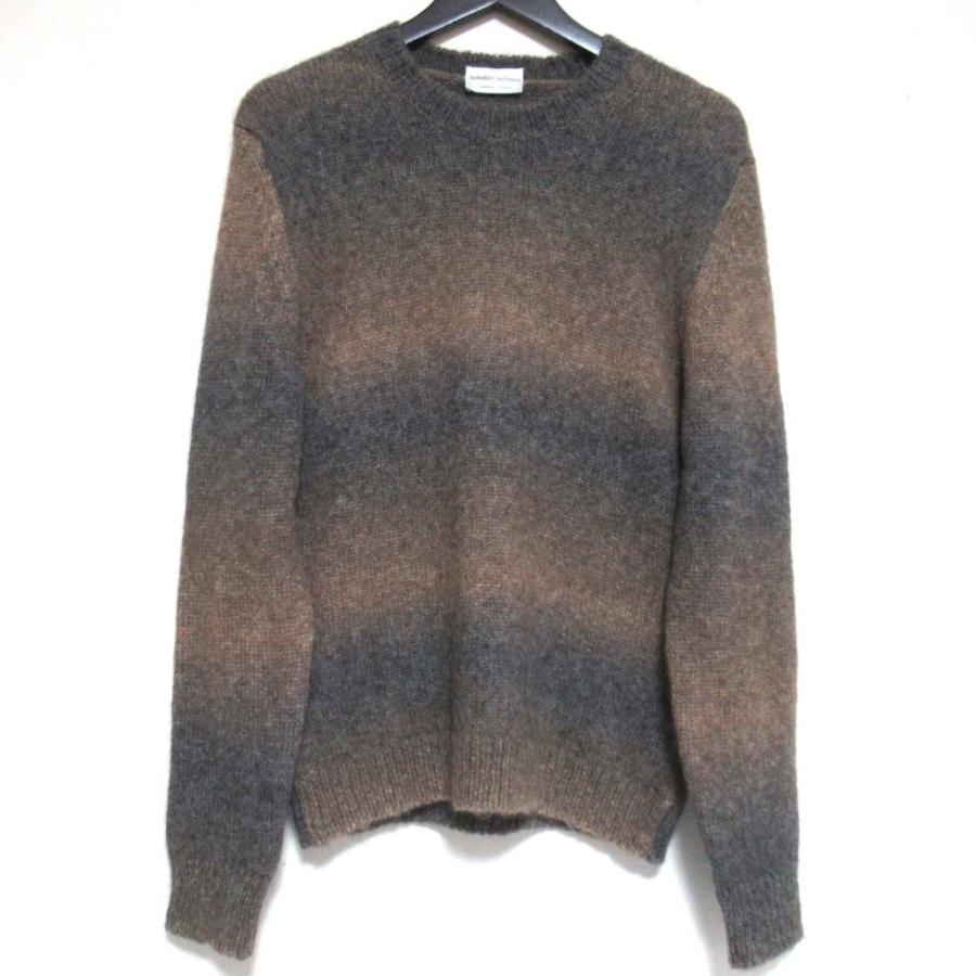 美品 Settefili Cashmere セッテフィーリカシミヤ グラデーションボーダー アルパカ ニット セーター 48/Sサイズ ベージュ×グレー メンズ 古着 中古 USED 美品 Settefili Cashmere セッテフィーリカシミヤ グラデーション