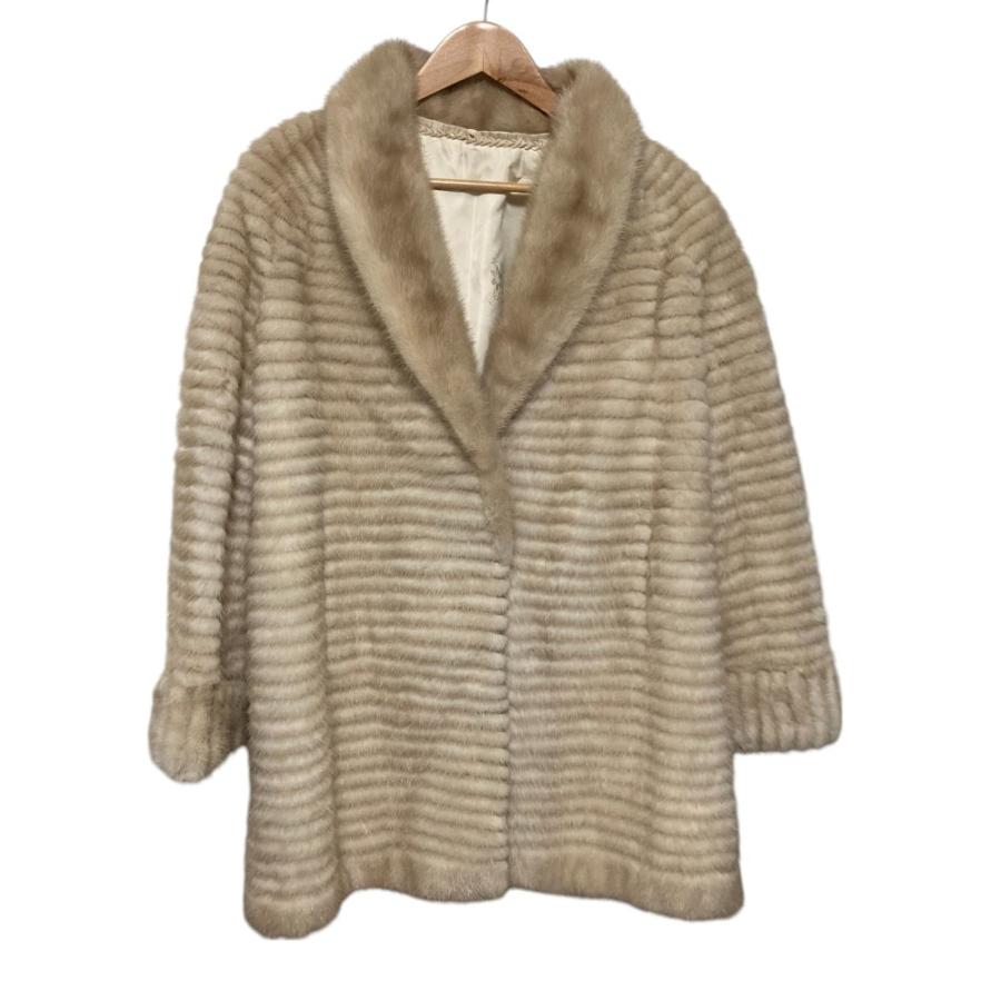 良品 ノーブランド ミンクファーコート 毛皮 ベージュ レディース 古着