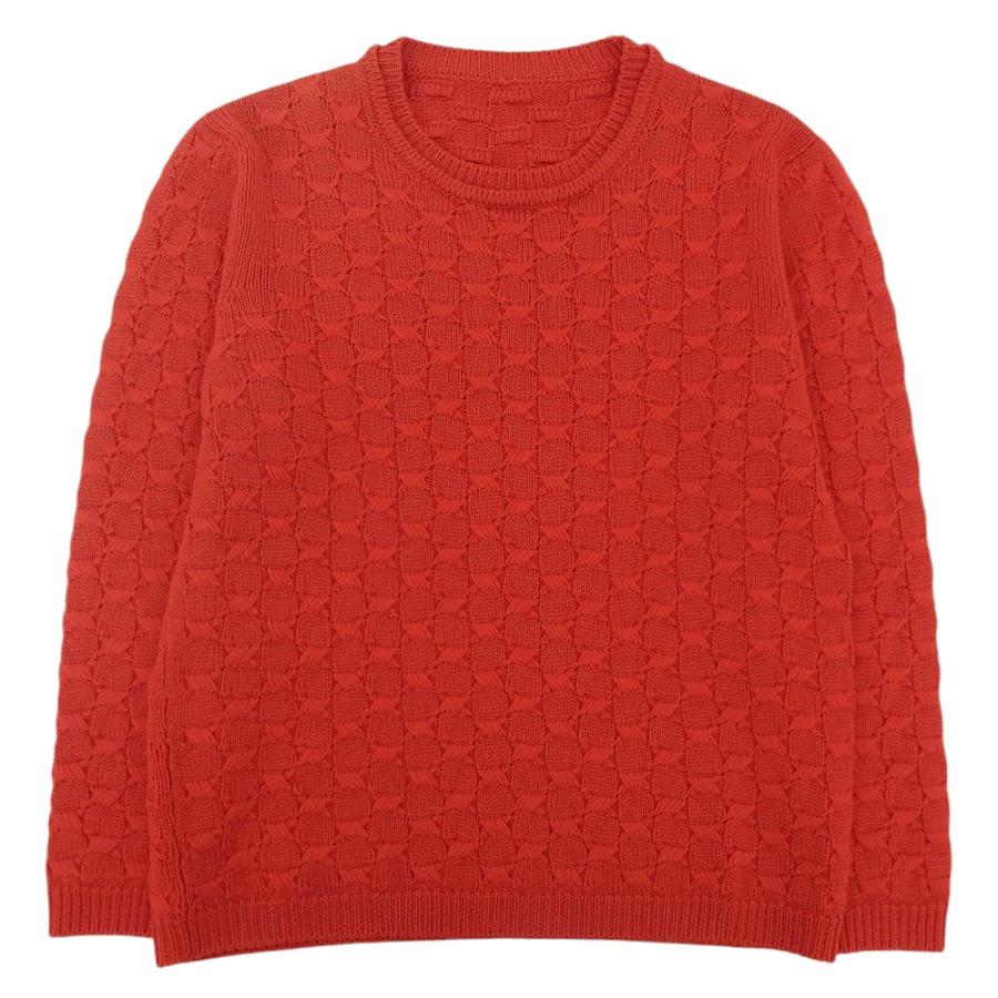 美品 FENDI フェンディ カシミア混 ケーブル編み ニットセーター サイズ52 レッド メンズ 古着 中古 USED FENDI（フェンディ） 美品 カシミア混 ケーブル編み ニットセーター