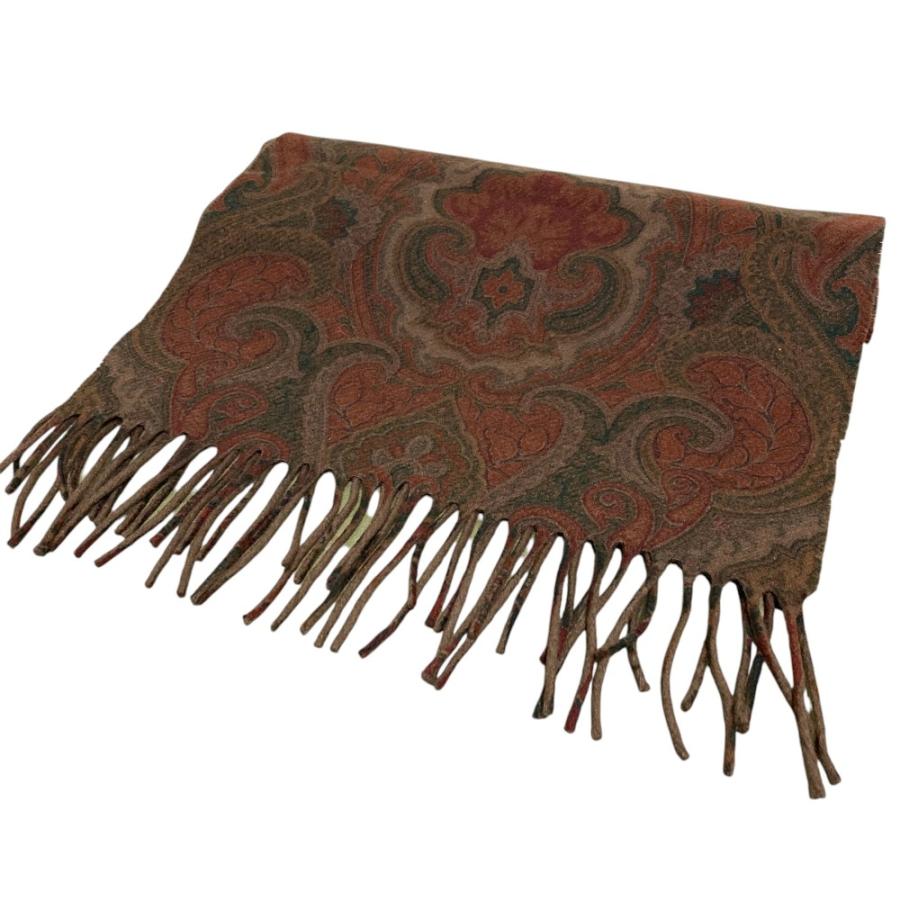 ETRO 美品 エトロ ペイズリー柄 カシミヤブレンド フリンジ