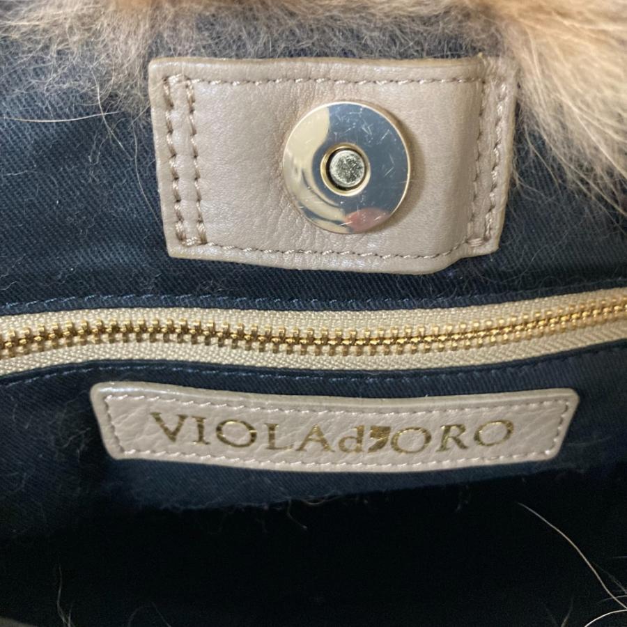 ヴィオラドーロ　レザー　ファー　ハンドバッグ ヴィオラドーロ VIOLA d'ORO ファーバッグ ハンドバッグ 牛革 本革 黒