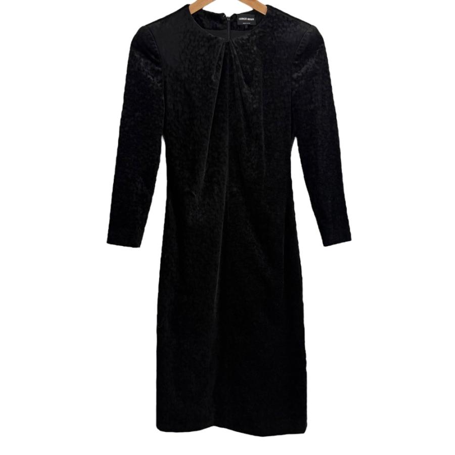 GIORGIO ARMANI 良品 ジョルジオアルマーニ 長袖 ひざ下丈 ベルベット  