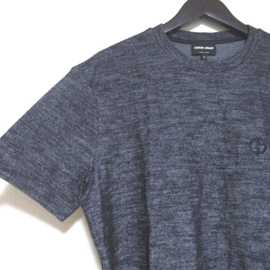 GIORGIO ARMANI 半袖　ニット　Tシャツ ネイビー　48 GIORGIO ARMANI 美品 21AW ジョルジオアルマーニ ニット クルーネック