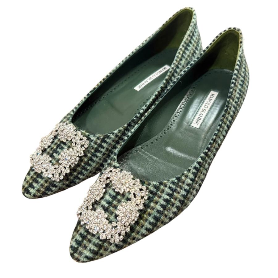 MANOLO BLAHNIK（マノロブラニク） 美品 ハンギシ ツイード フラット 
