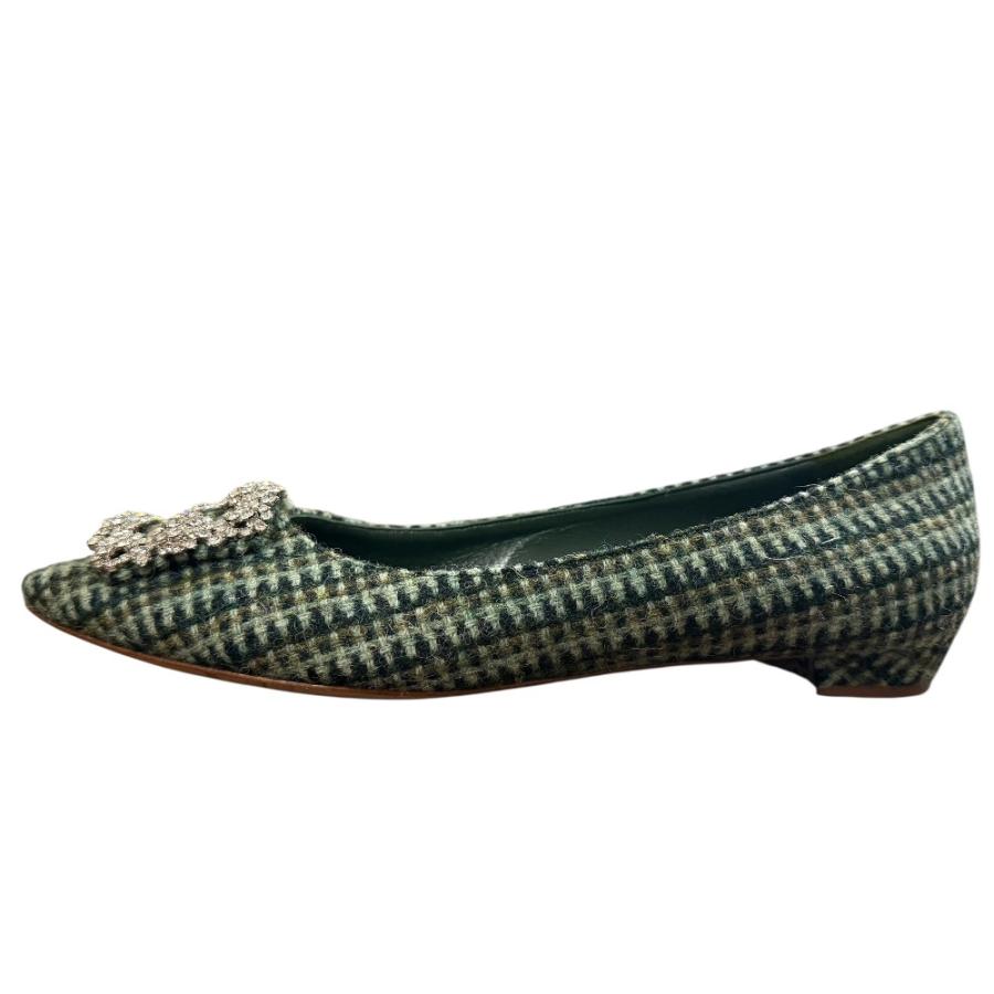 MANOLO BLAHNIK（マノロブラニク） 美品 ハンギシ ツイード フラット 