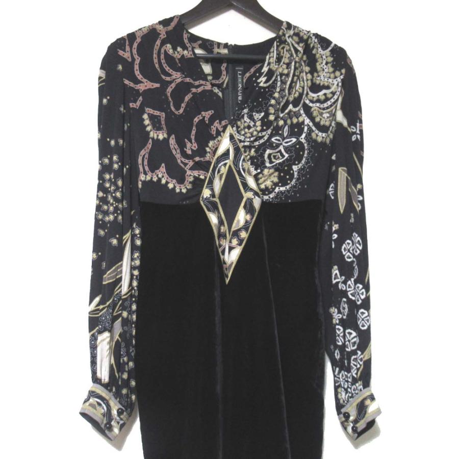LEONARD FASHION レオナールファッション ペイズリー柄切替 ベルベット 