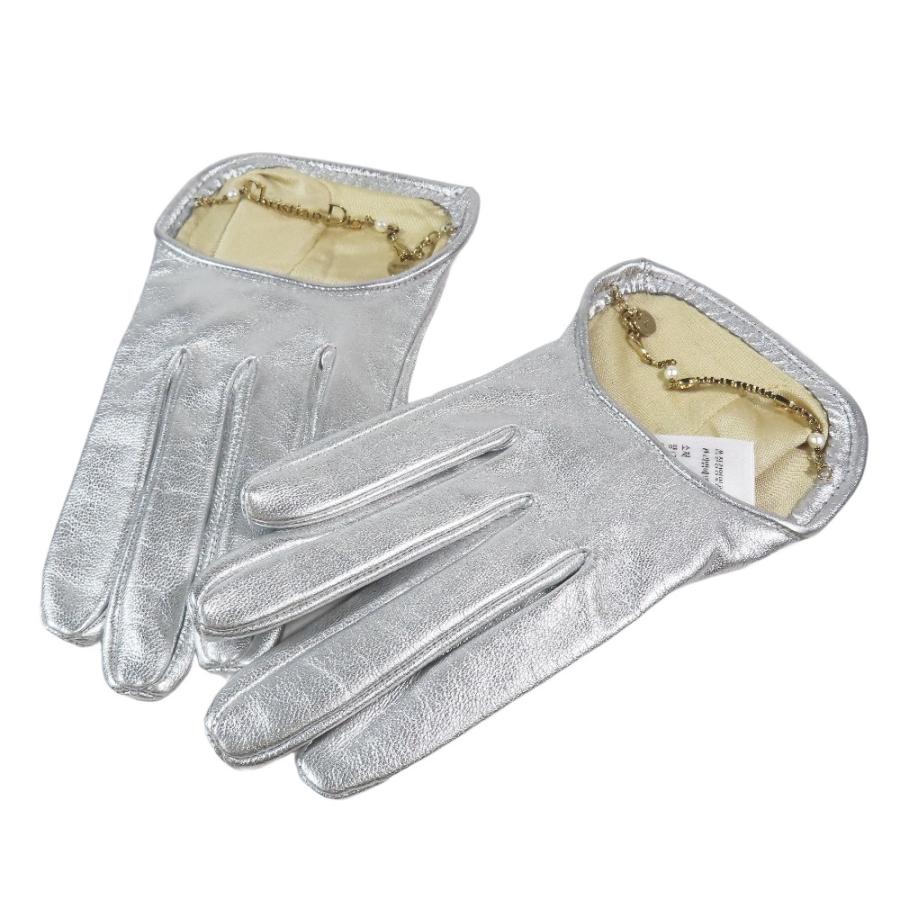 Christian Dior 新品同様 クリスチャンディオール ラムレザー グローブ  