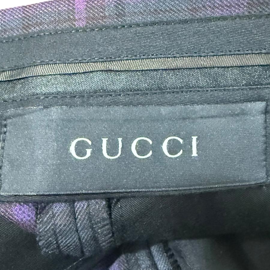 GUCCI（グッチ） 美品 チェック柄 スラックスパンツ 44 パープル