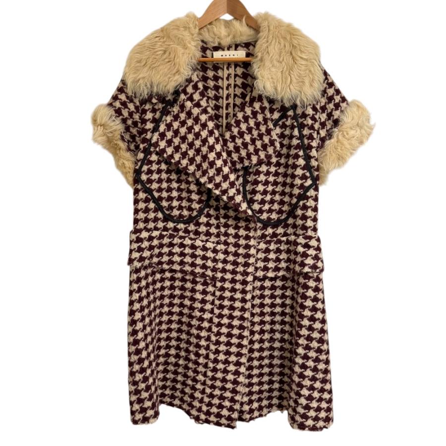 MARNI（マルニ） 美品 千鳥格子柄 ムートントリム フレンチスリーブ  